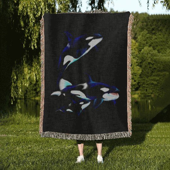 Orca Family Woven Blankets