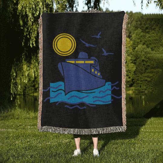 sailing cruise ship Woven Blankets