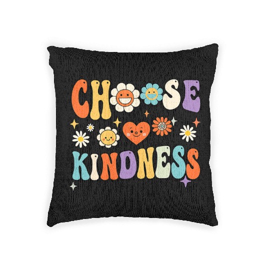 Retro Vintage Choose Kindness Lover Spiritual Woven Pillows