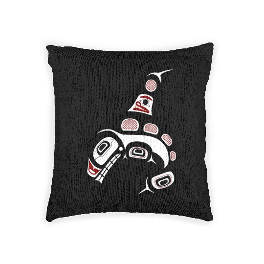 Native American Red Black Haida Orca Killer Whale Woven Pillows