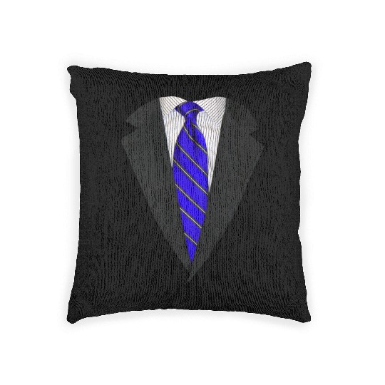 Suit and Neck Tie Real Blue Woven Pillows