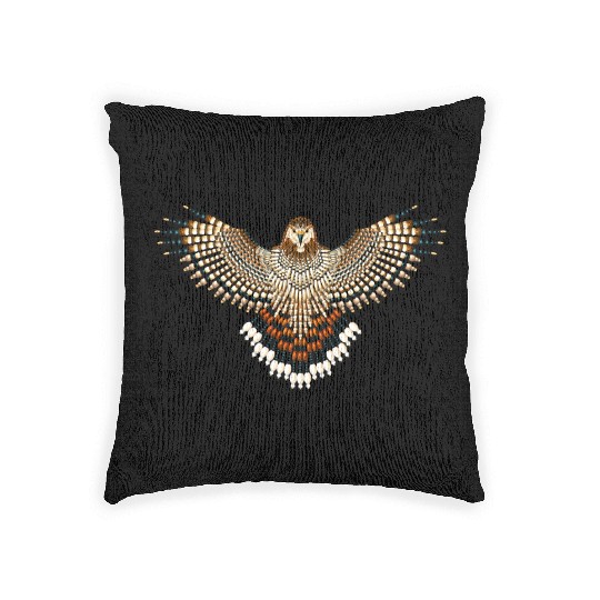 Beaded Red-Tailed Hawk Woven Pillows