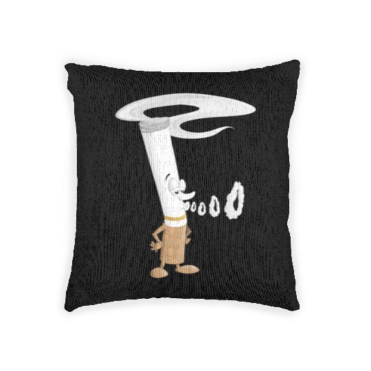 Cartoon cigarette clipart character blowing smoke Woven Pillows
