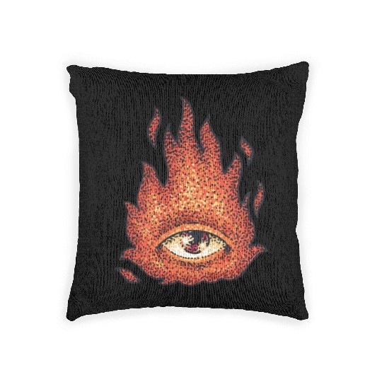 Eye in fire creative design Woven Pillows