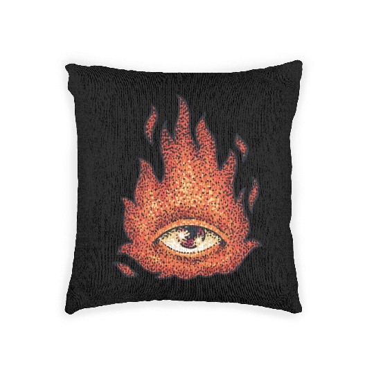 Eye in fire creative design Woven Pillows