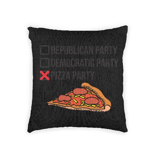 Republican Party vs Democratic Party vs Pizza Part Woven Pillows