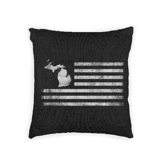 Michigan State United States Flag Vintage USA Woven Pillows