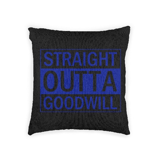 Straight Outta Goodwill Blue Woven Pillows