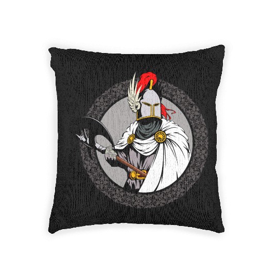 ancient warrior Sparta ax helmet raincoat pattern Woven Pillows