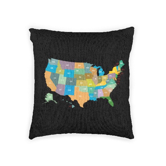 US States Woven Pillows