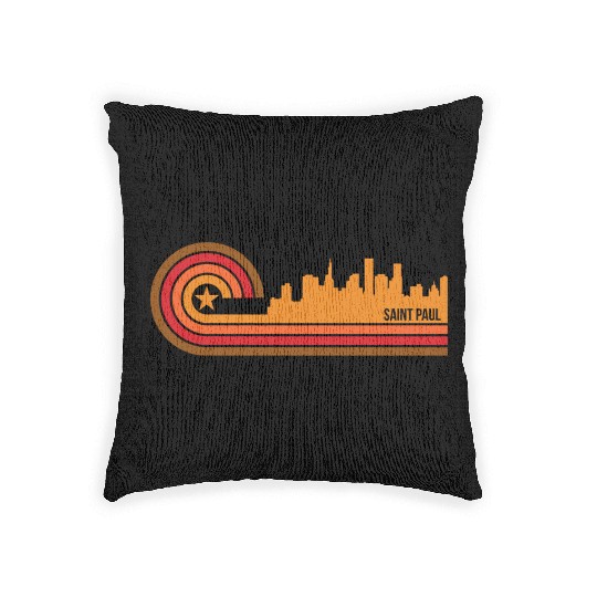 Retro Style Saint Paul Minnesota Skyline Woven Pillows