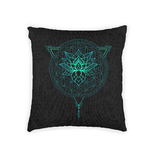 Lotus of Life Mandala in Geometric Woven Pillows