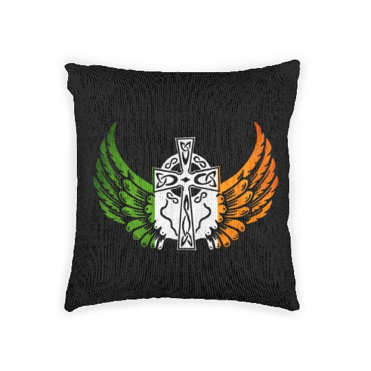 Irish Flag Design Celtic Cross Irish gift Woven Pillows