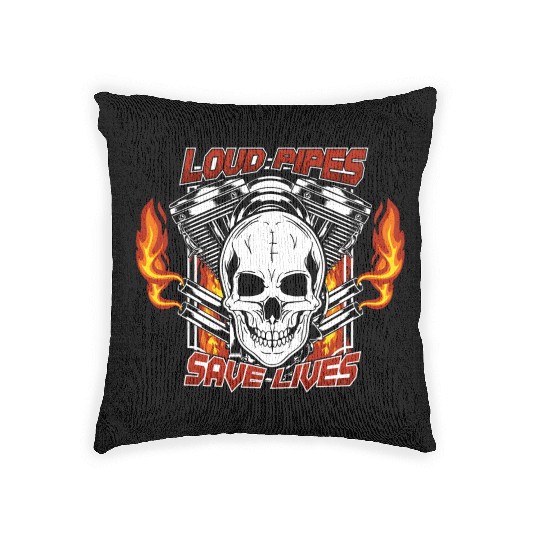 MOTORCYCLE BIKER LOUD PIPES SAVE LIVES MOTOR BIKE Woven Pillows