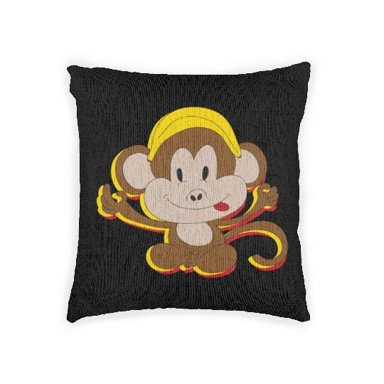 Cute Kids Monkey With Banana Woven Pillows