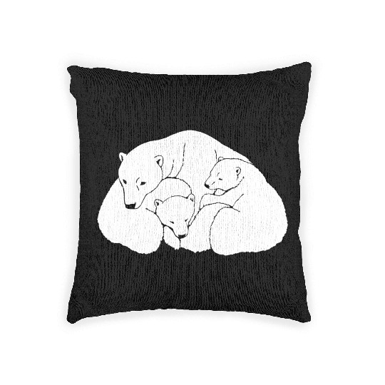 Polar Bear w. Cubs Twins Woven Pillows