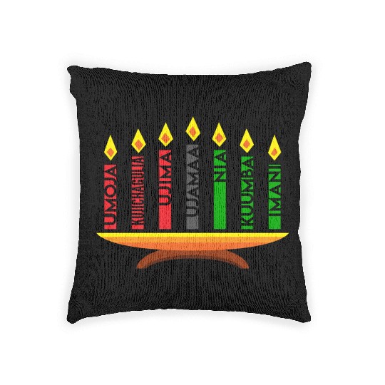 Kwanzaa Holiday Candles Woven Pillows