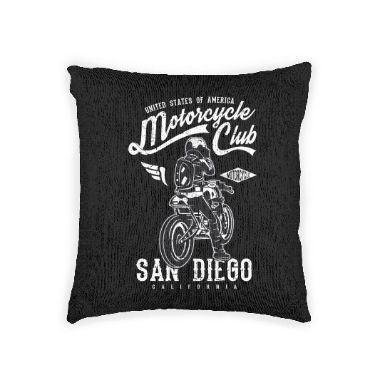 MotorcycleClub San Diego California Woven Pillows
