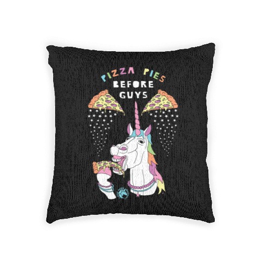 Pizza Pies Before Guys Unicorn Outline Woven Pillows