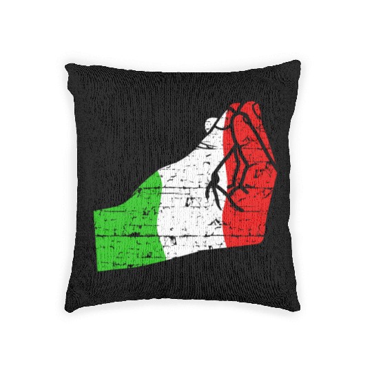 Funny Italian hand gesture Woven Pillows