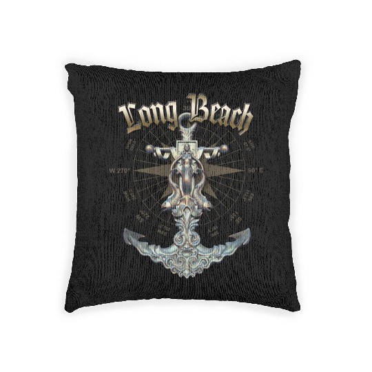 Long Beach Anchor Nautical Sailing Boat Summer Woven Pillows