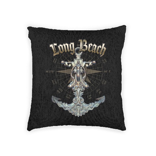 Long Beach Anchor Nautical Sailing Boat Summer Woven Pillows