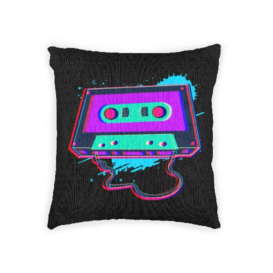 80s Music Cassette Tape : 3D, Neon, 80s songs Woven Pillows