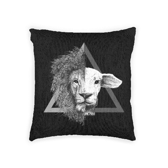 Christian,Bible Quote,Lion and Lamb Woven Pillows