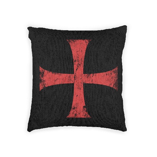 Distressed Crusader Knights Templar Cross Woven Pillows