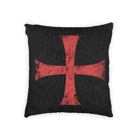 Distressed Crusader Knights Templar Cross Woven Pillows