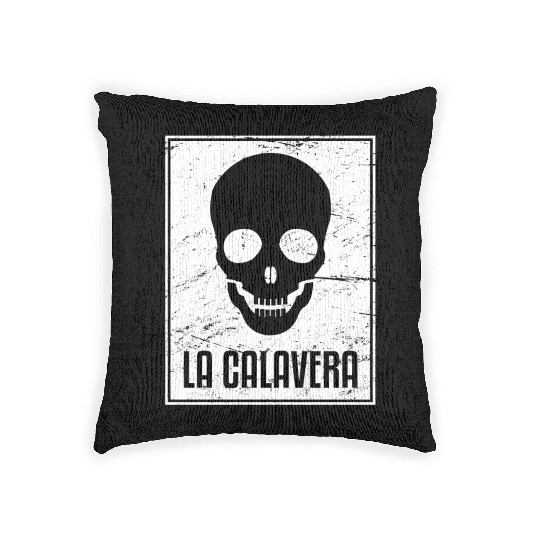 La Calavera | Loteria Mexican Tarot Card Woven Pillows