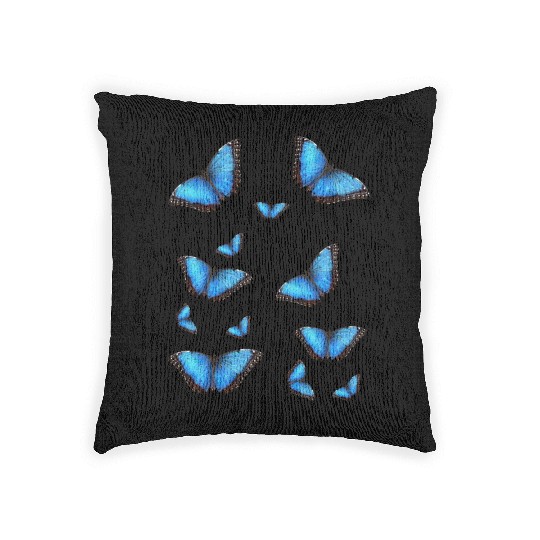 Blue butterflies flying together. Woven Pillows