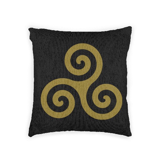 Karma Triskelion Swirl Gold Metallic Ink Woven Pillows