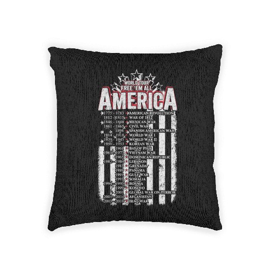 Veteran - World tour free em all America Woven Pillows
