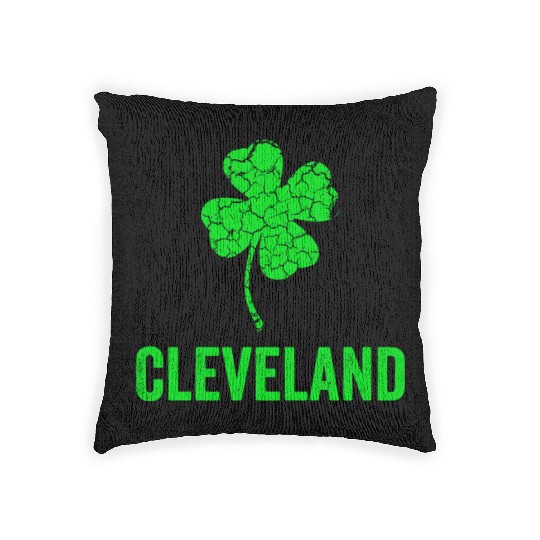 Cleveland Irish, St Patricks Day, Four Leaf Clover Woven Pillows