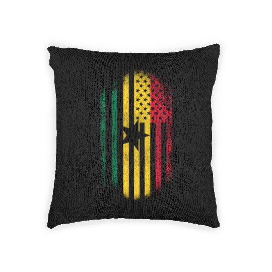 Ghanaian American Flag Ghana and USA Design Woven Pillows