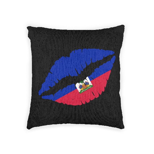 Haiti Kiss Flag Club Soccer Gift Idea Birthday Woven Pillows