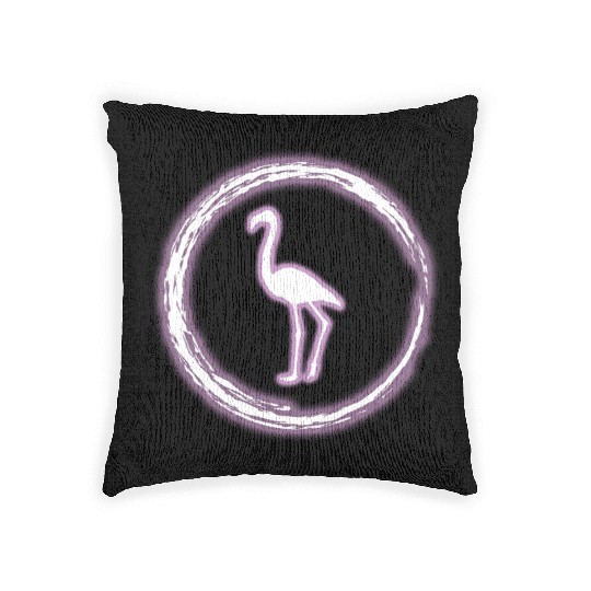 Glow Circle Flamingo Bright Neon Glowing Effect Woven Pillows