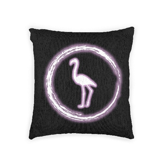 Glow Circle Flamingo Bright Neon Glowing Effect Woven Pillows