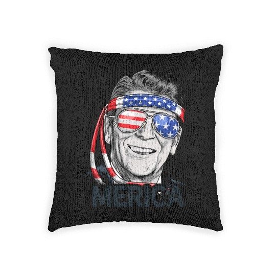 Reagan Ronald Merica 4th of July Woven Pillows Men Women US President Gifts
