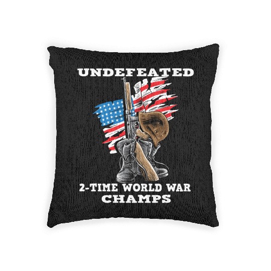 Undefeated World war 2 veteran Woven Pillows