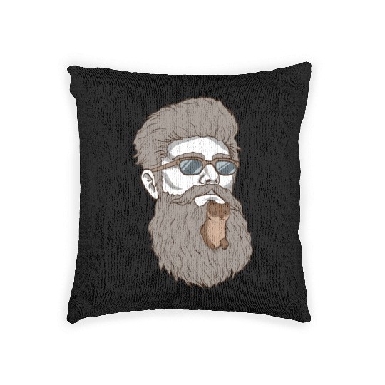 Beard Weasel Funny Beard Design Woven Pillows