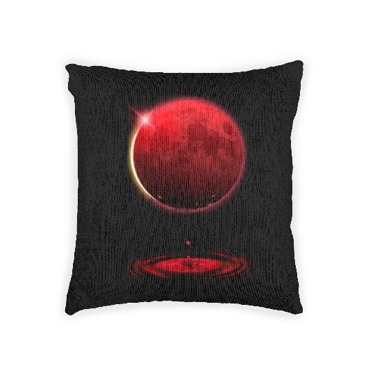 Vampire werewolf blood red moon eclipse Woven Pillows
