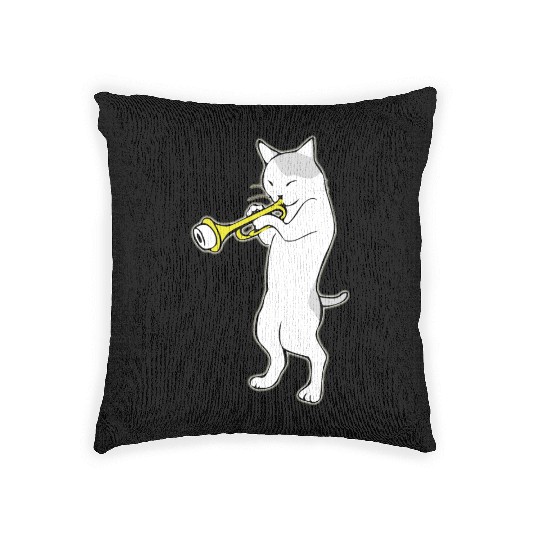 Music - jazz | trumpet | cat playing trumpet | Woven Pillows