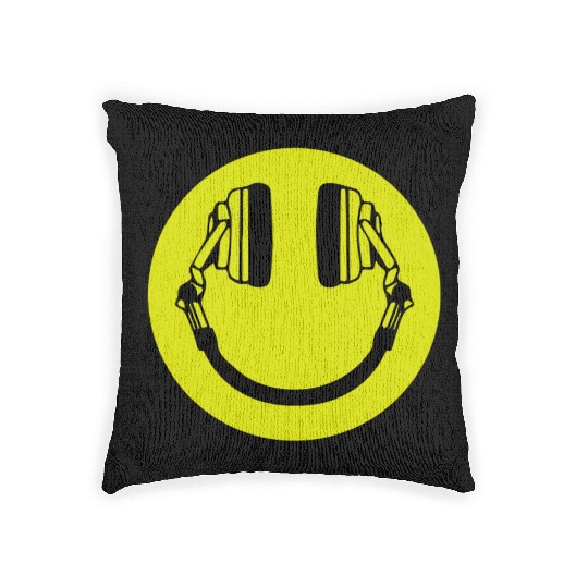 Headphone Smiley Acid House Cans MUSIC RAVE WEED D Woven Pillows