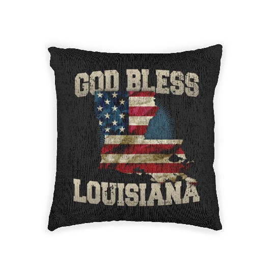 God Bless Louisiana Gift Proud Strong Awesome Design Gift Woven Pillows