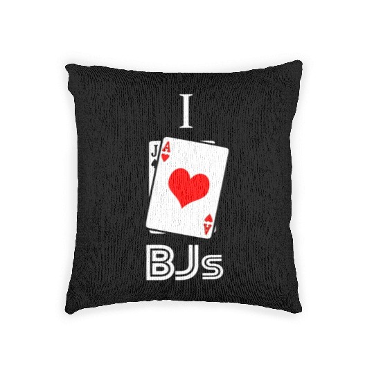 I Love BJs Blackjack 21 Casino Gambling Woven Pillows