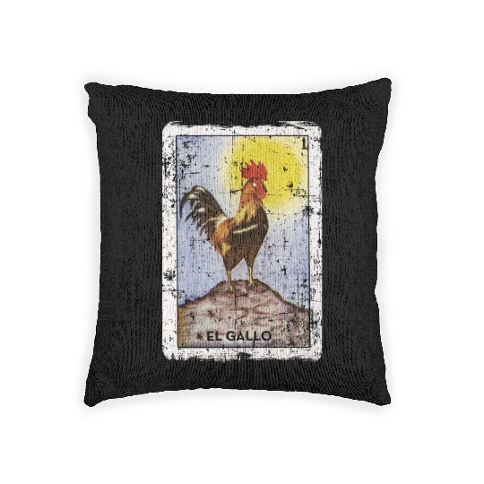 El Gallo Mexican Loteria Bingo Card Woven Pillows