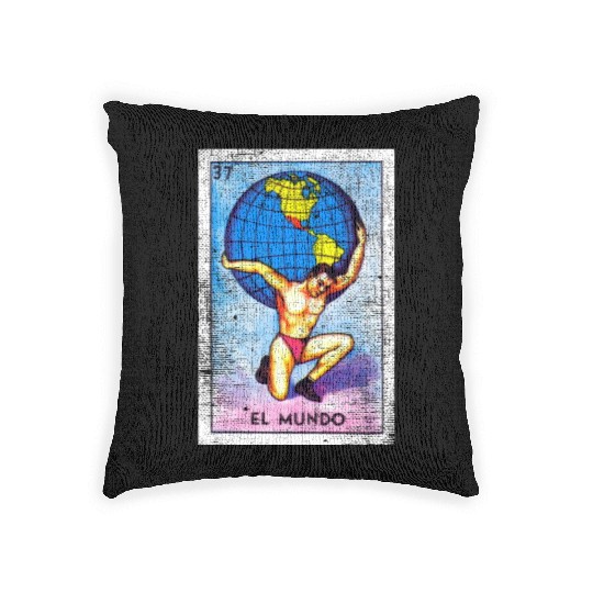 El Mundo Mexican Loteria Bingo Card Woven Pillows