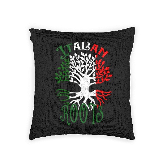Italian Roots Italy Flag Family Tree Ancestry Heritage Woven Pillows